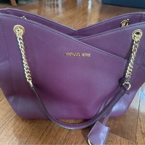 Michael Kors Deep Purple Shoulder Bag with Gold Accents
